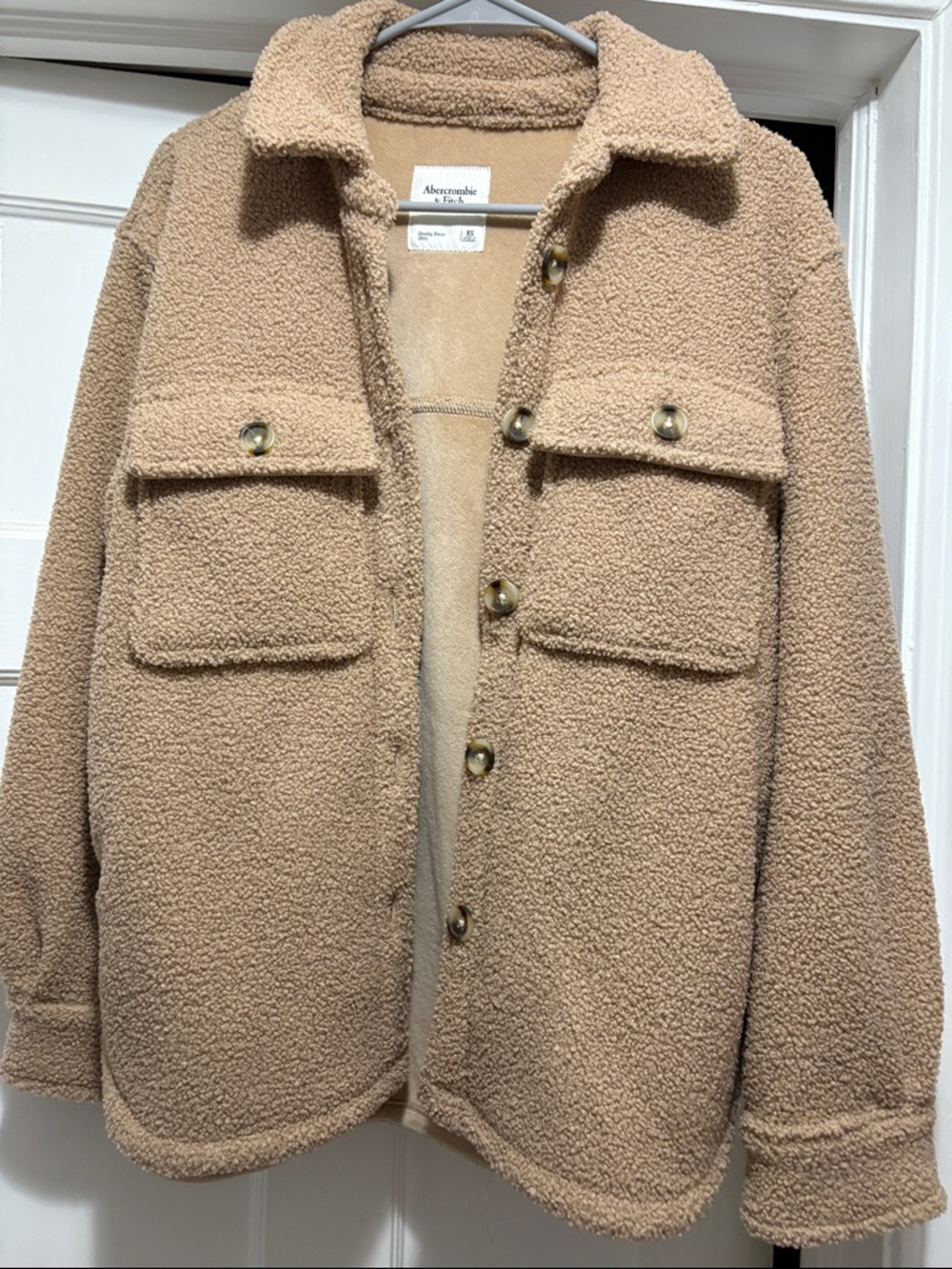 Abercrombie & Fitch Plush Shacket in Camel